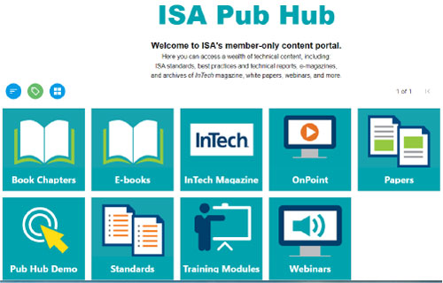 Screenshot of the ISA Pub Hub.