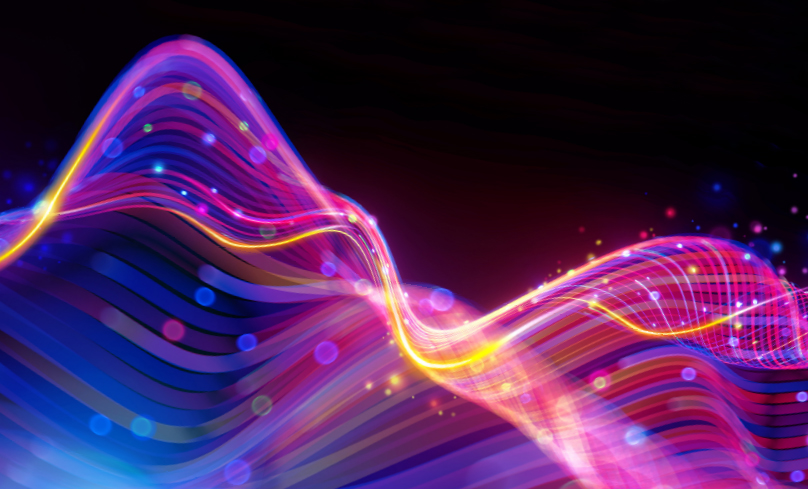 Colorful graphic of wires of light weaving in a pattern.